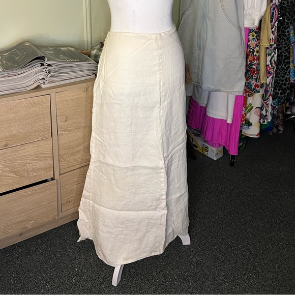 SIXTH SENSE 100% Linen White Mermaid A-Line Lightweight Modest Maxi Skirt Sz XL - Picture 2 of 15
